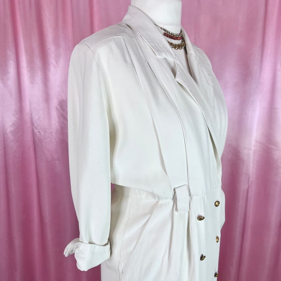 Vintage 1980s Cream double breasted rayon blazer … - image 4