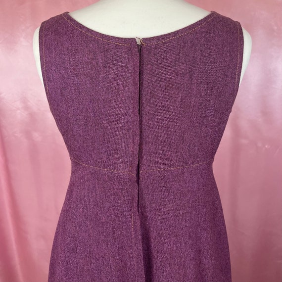 Vintage 1970s Purple empire line flared sleeveles… - image 7