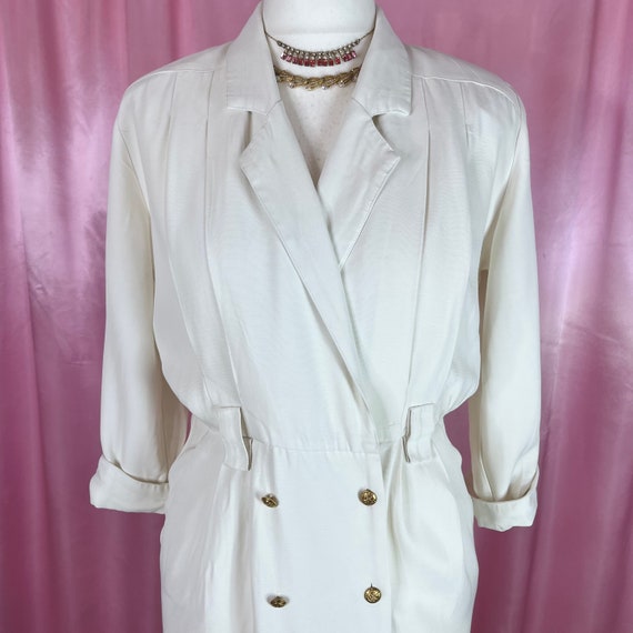 Vintage 1980s Cream double breasted rayon blazer … - image 3