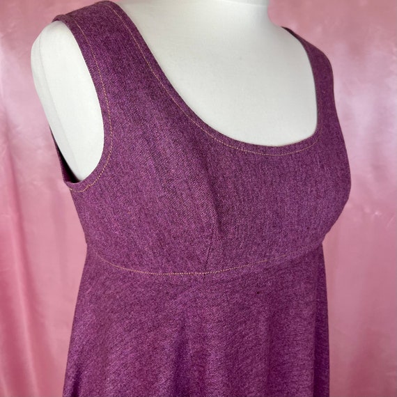 Vintage 1970s Purple empire line flared sleeveles… - image 4