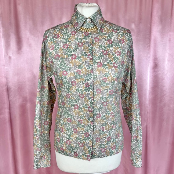 Vintage 1960s delicate pastel floral and leaf dit… - image 2