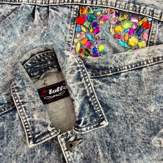 Reworked Vintage 1980s acid wash bejewelled denim… - image 5