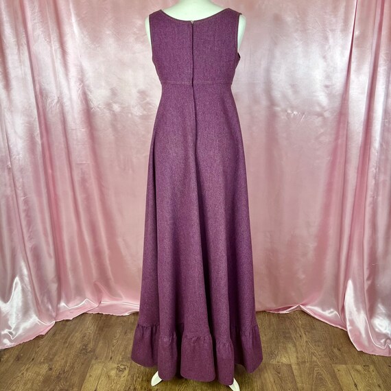 Vintage 1970s Purple empire line flared sleeveles… - image 6