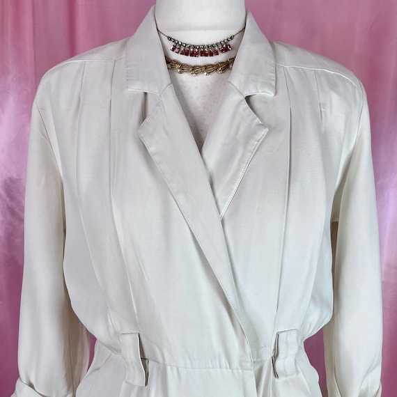 Vintage 1980s Cream double breasted rayon blazer … - image 5