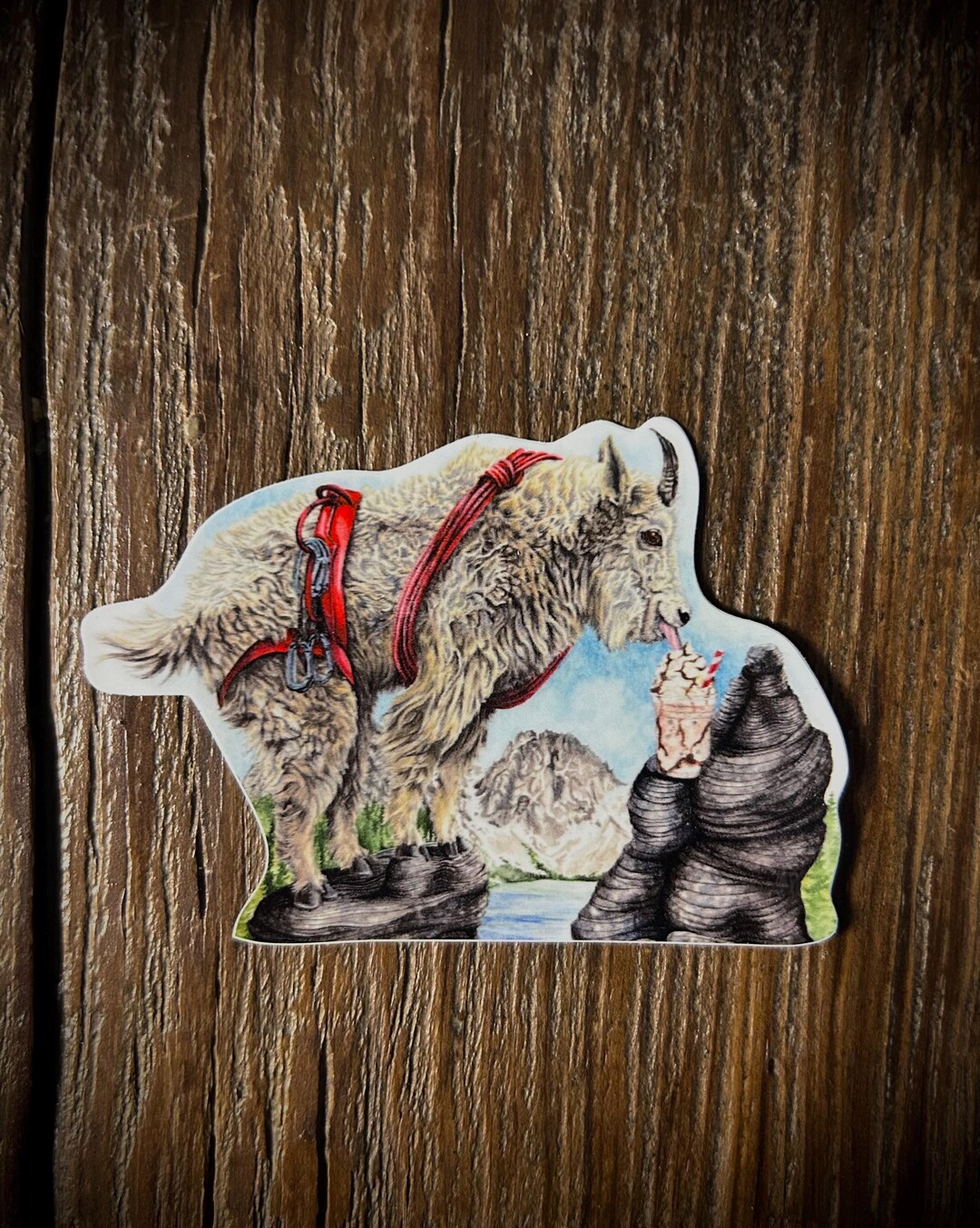 Mountain Goat Climbing Sticker: Coffee Vinyl Decal - Etsy