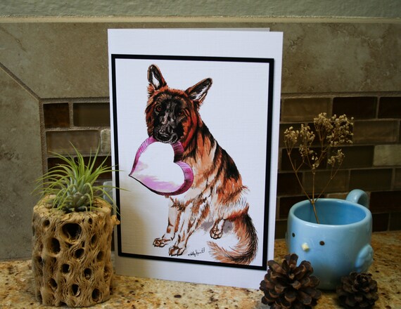 Valentinstagskarte Deutscher Schäferhund – Mit Rotem Umschlag, 12,7x17,8 Cm, Blanko Innen, Nachhaltig Hergestellt