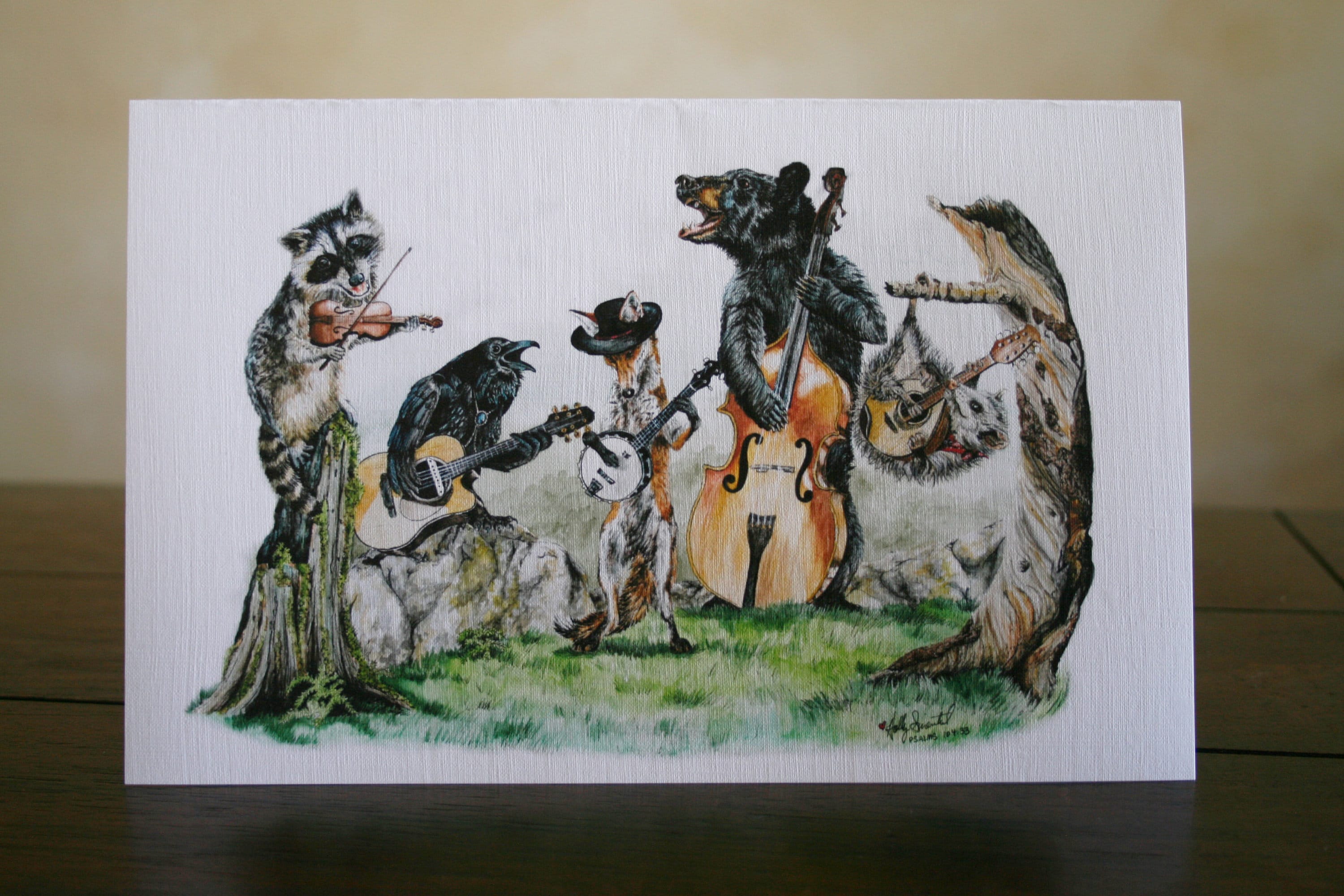 Bluegrass Gang Music Large Fine Art Card. Forest Animals. Blank - Etsy, image size:3000x2000