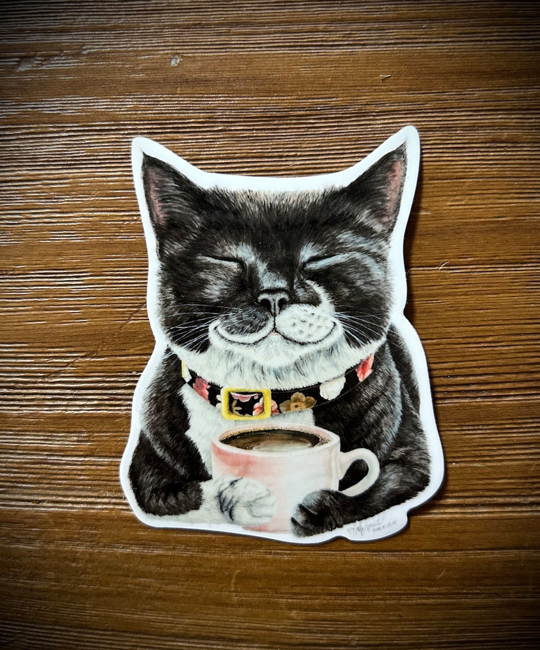 Cat Coffee Sticker Vinyl Outdoor Indoor Bumper Window Water Bottle 3 ...