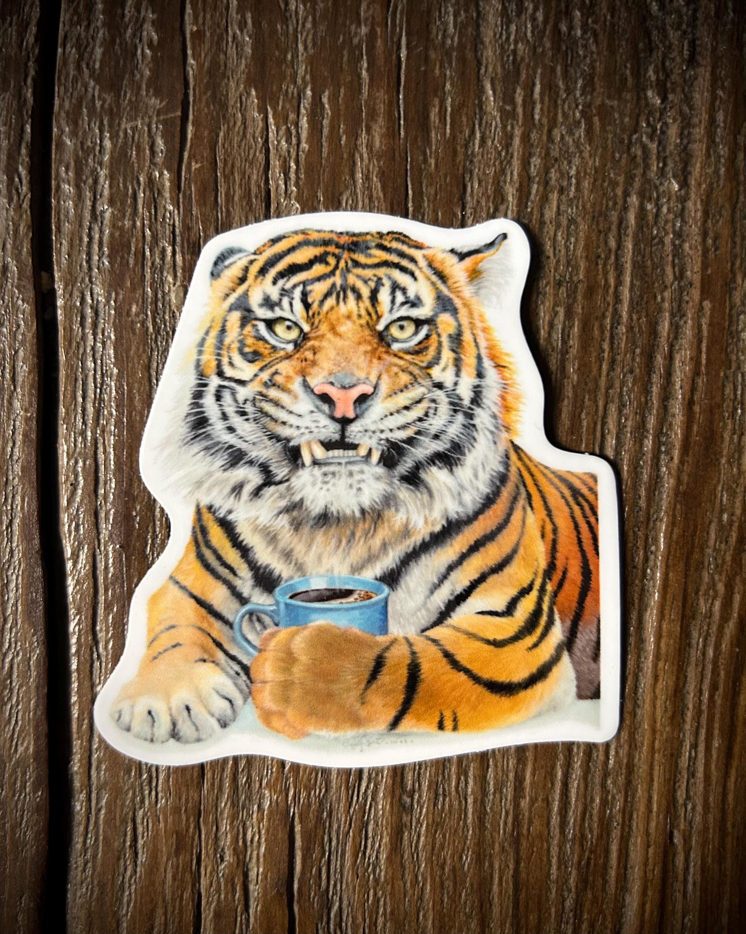 Sticker vinyle Tiger Coffee - intérieur/extérieur, houx Simental Art