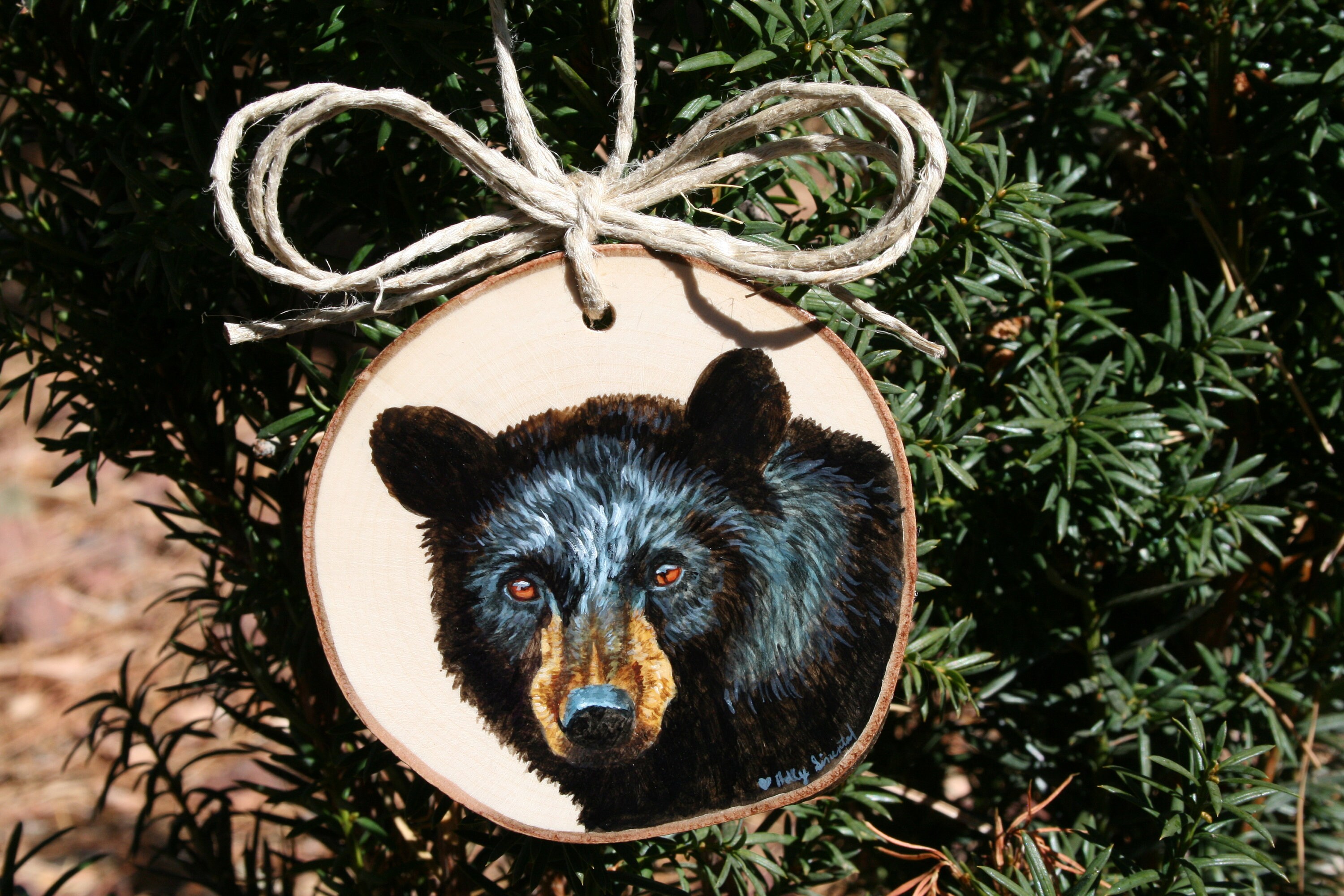 Black bear original hand painted Christmas tree ornament on Etsy