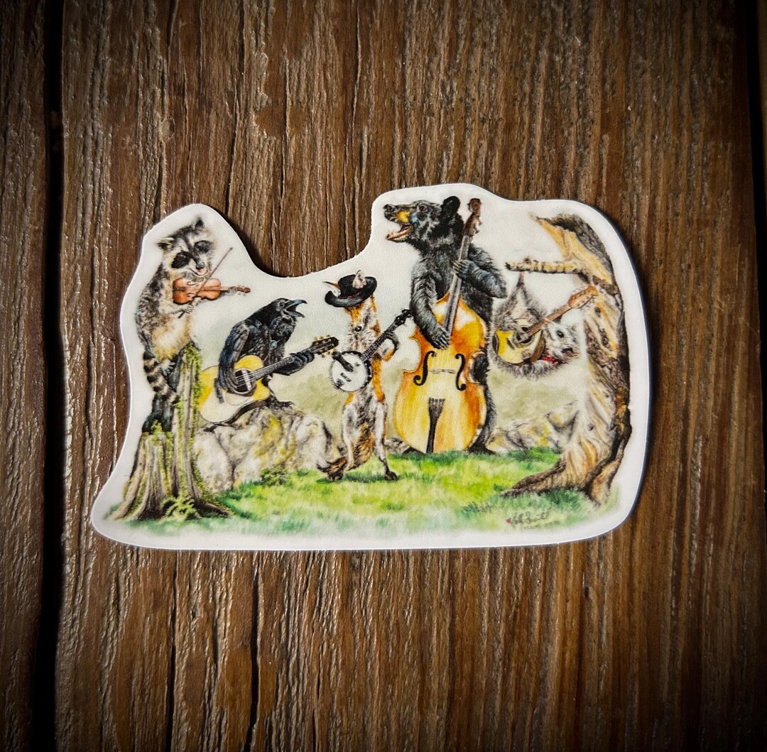 Bluegrass Gang Sticker | Animal Music Band, Holly Simental Art - Etsy