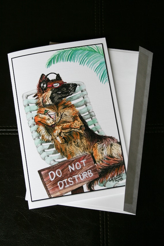 Funny German Shepherd large fine art card,  blank