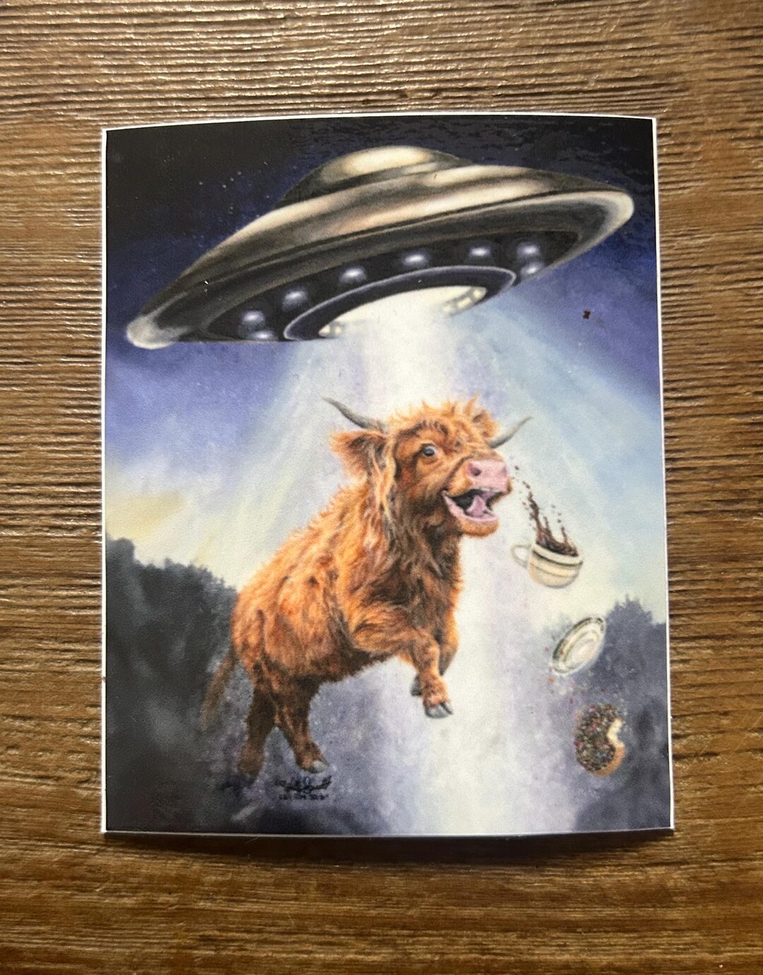 Alien Space Cow Coffee Abduction Sticker: Durable Vinyl - Etsy