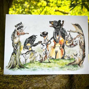 Bluegrass Wildlife Whimsical Music Animal Fine Art Card - Etsy