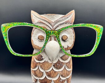 Holographic LIME GREEN speckled Magnetic eyeglass topper