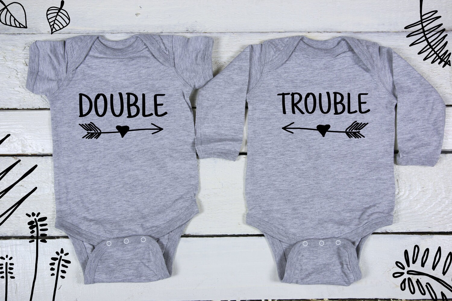 Double Trouble twins Baby shower twins Twins Set Sibling | Etsy