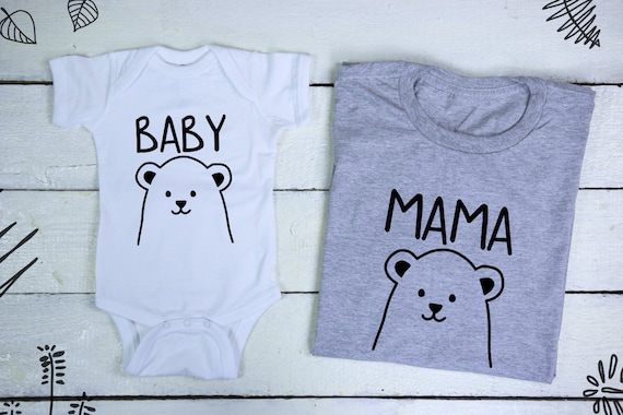 Pink Mama Bear Baby T-Shirt Toddler Cotton T Shirts Comfort Tee Shirts for 6M-2T Baby