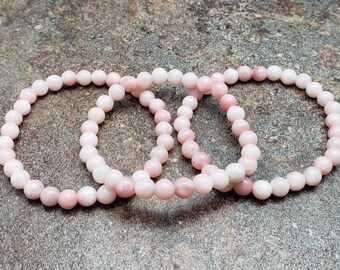 Pink Opal Gemstone Bracelet, 7 inch