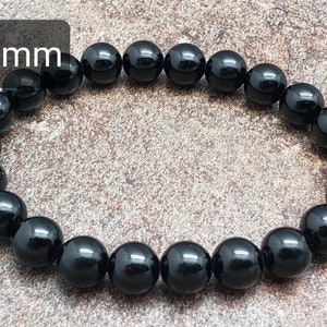 Black Tourmaline Bracelet, Gemstone Bracelet, A Grade, 7 inch image 2