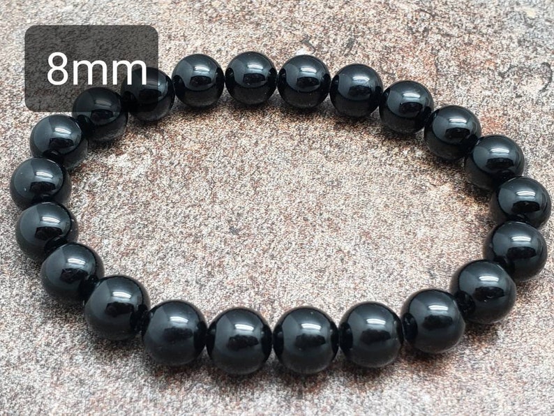 Black Tourmaline Bracelet, Gemstone Bracelet, A Grade, 7 inch image 2
