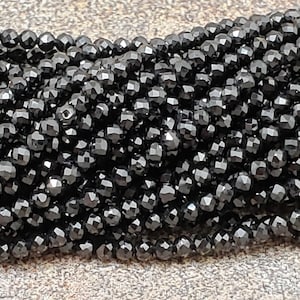 2.33mm Black Spinel Faceted Round Beads, AAA Grade, 13 inch
