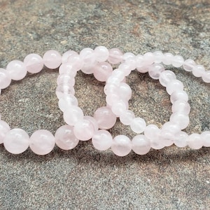 Natural Rose Quartz Bracelet, Gemstone Bracelet, Protection Bracelet, Healing Bracelet, 7 inch