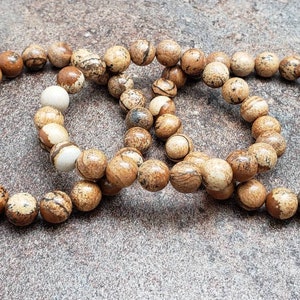 Picture Jasper Bracelet, Gemstone Bracelet, 7 inch