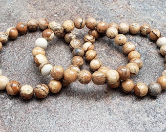 Picture Jasper Gemstone Bracelet, 7 inch