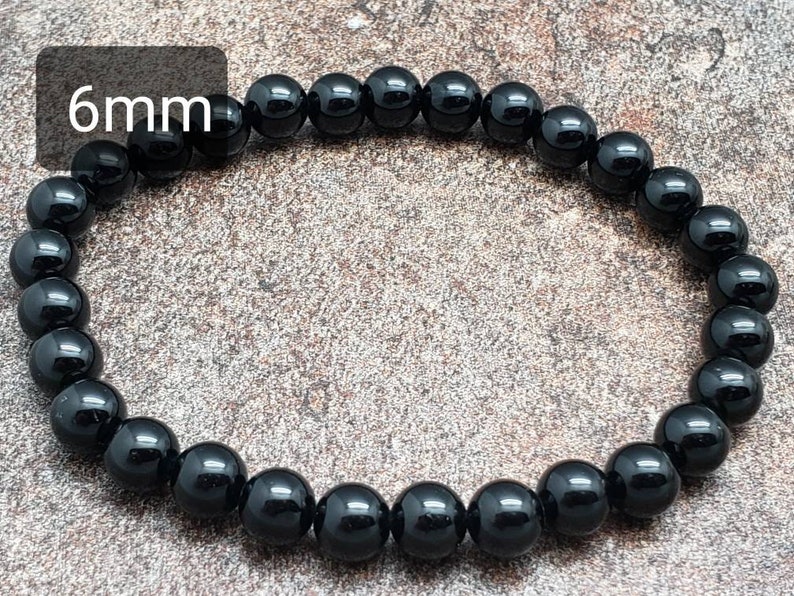 Black Tourmaline Bracelet, Gemstone Bracelet, A Grade, 7 inch immagine 3