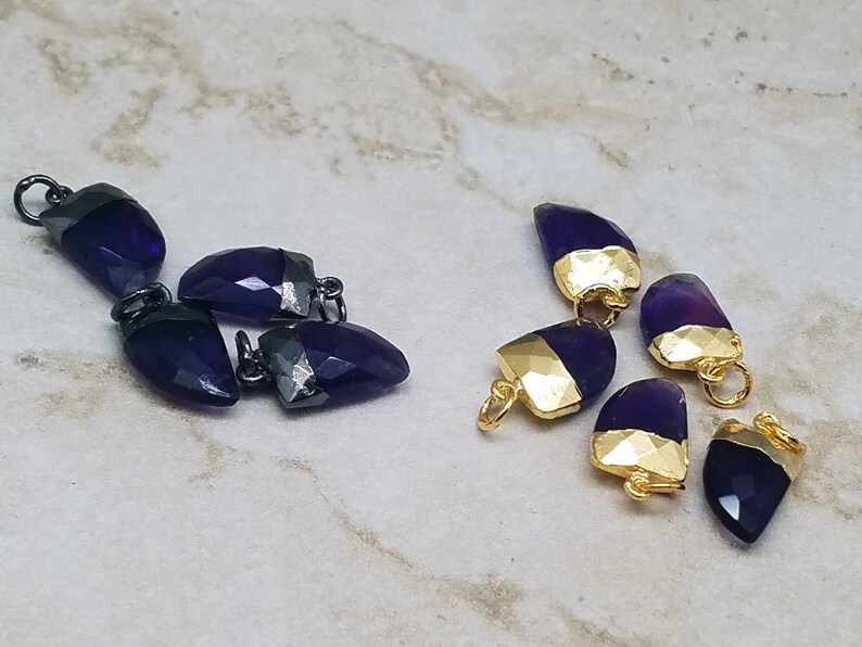 10x15mm Amethyst Horn Electroplated Pendants