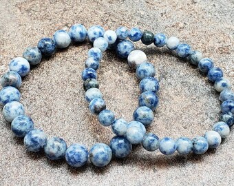Blue Spot Jasper Gemstone Bracelet, 7 inch
