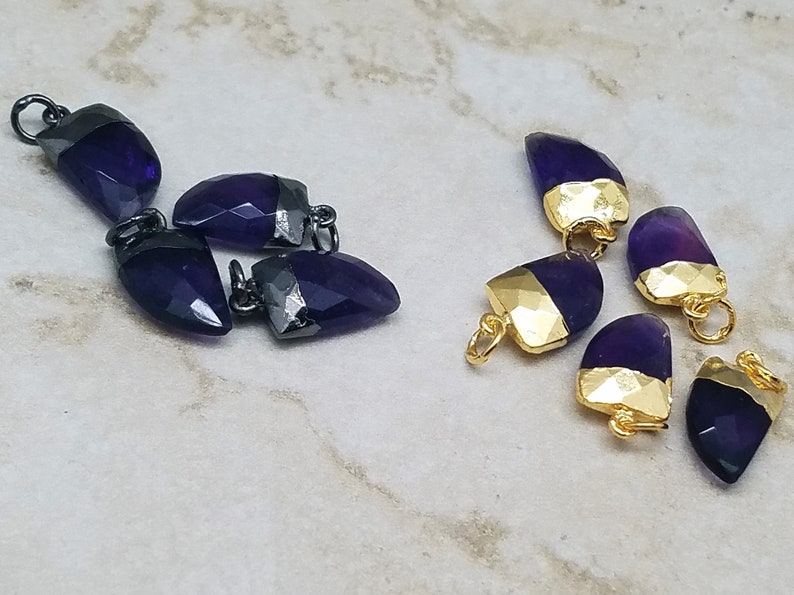 10x15mm Amethyst Horn Electroplated Pendants