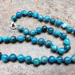 Apatite Hand Knotted Necklace with Lobster Claw Clasp