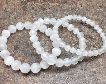 Selenite Bracelet, Gemstone Bracelet, 7 inch