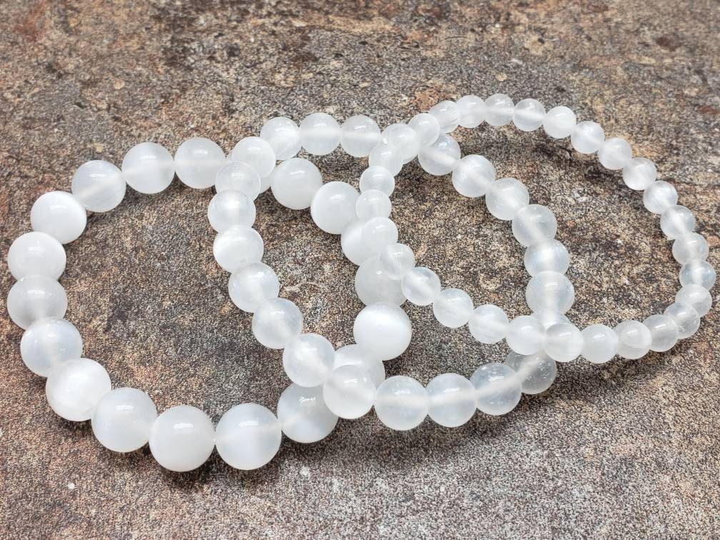Selenite Bracelet, Gemstone Bracelet, 7 inch