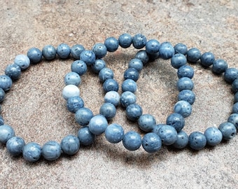 Blue Coral Bracelet Gemstone Bracelet 7 Inch Etsy Canada