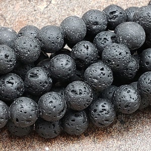 Natural Lava Round Beads, Volcanic Lava, 4mm or 6mm or 8mm Round Lava Beads, 15 inch full strand