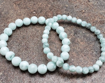 Green Angelite Gemstone Bracelet, 7 inch