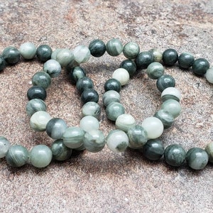 8mm Grassy Jasper Bracelet, Gemstone Bracelet, 7 inch