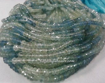 3 - 3.5mm Shaded Aquamarine Faceted Rondelles, 13 inch