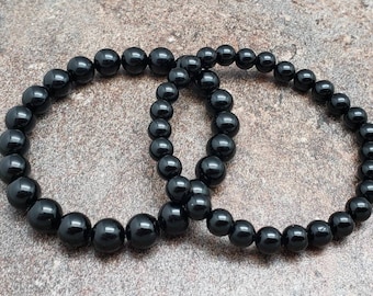 Black Tourmaline Bracelet, Gemstone Bracelet, A Grade, 7 inch