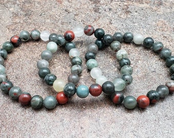 African Bloodstone Bracelet, Gemstone Bracelet, 7 inch