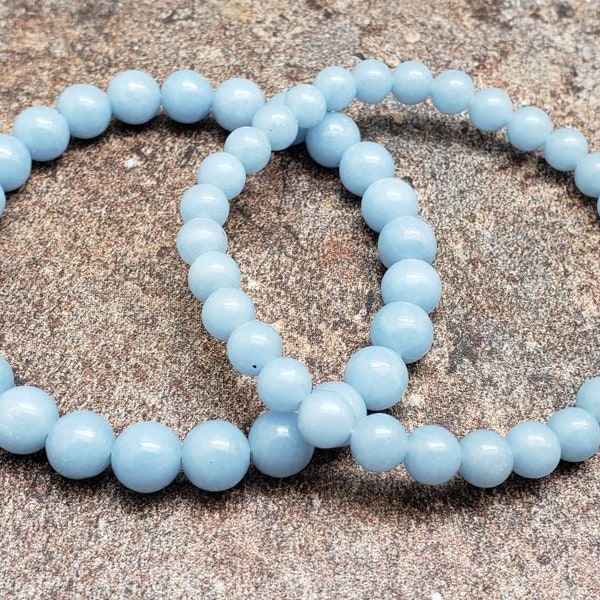 Angelite Bracelet, Gemstone Bracelet, 7 inch