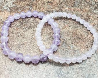 Lavender Amethyst Bracelet, Gemstone Bracelet, 7 inch