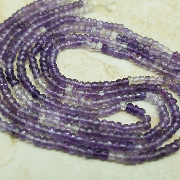 3.5mm Dark Shaded Amethyst Faceted Rondelles (L2), 13 inch