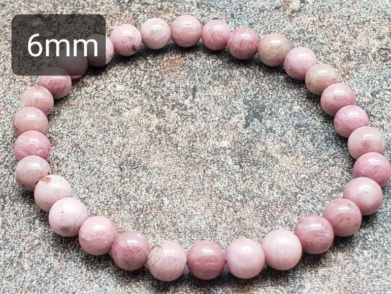 Pink Rhodonite Gemstone Bracelet 7 inch image 3