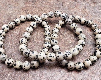 Dalmatian Jasper Gemstone Bracelet, 7 inch