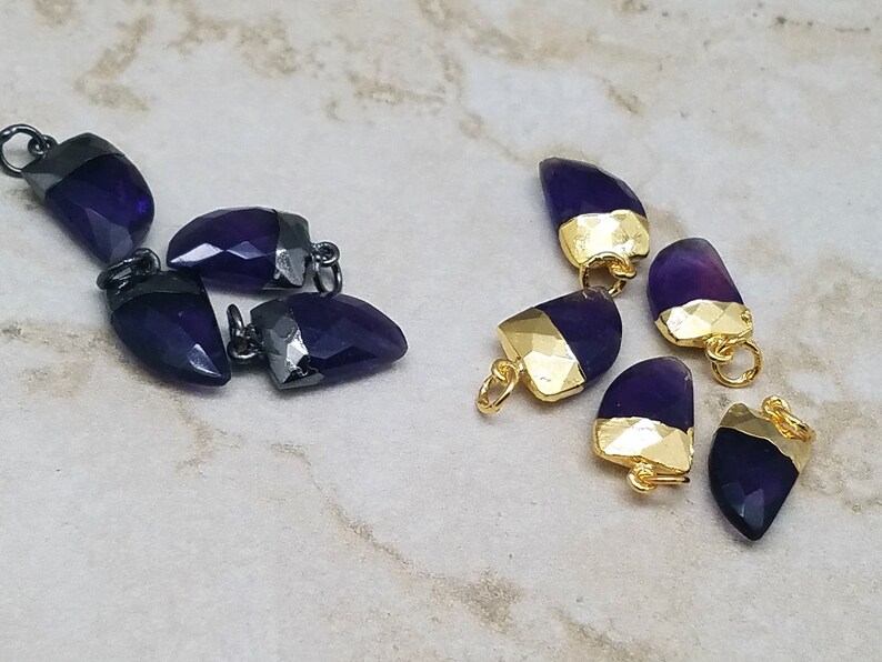 10x15mm Amethyst Horn Electroplated Pendants