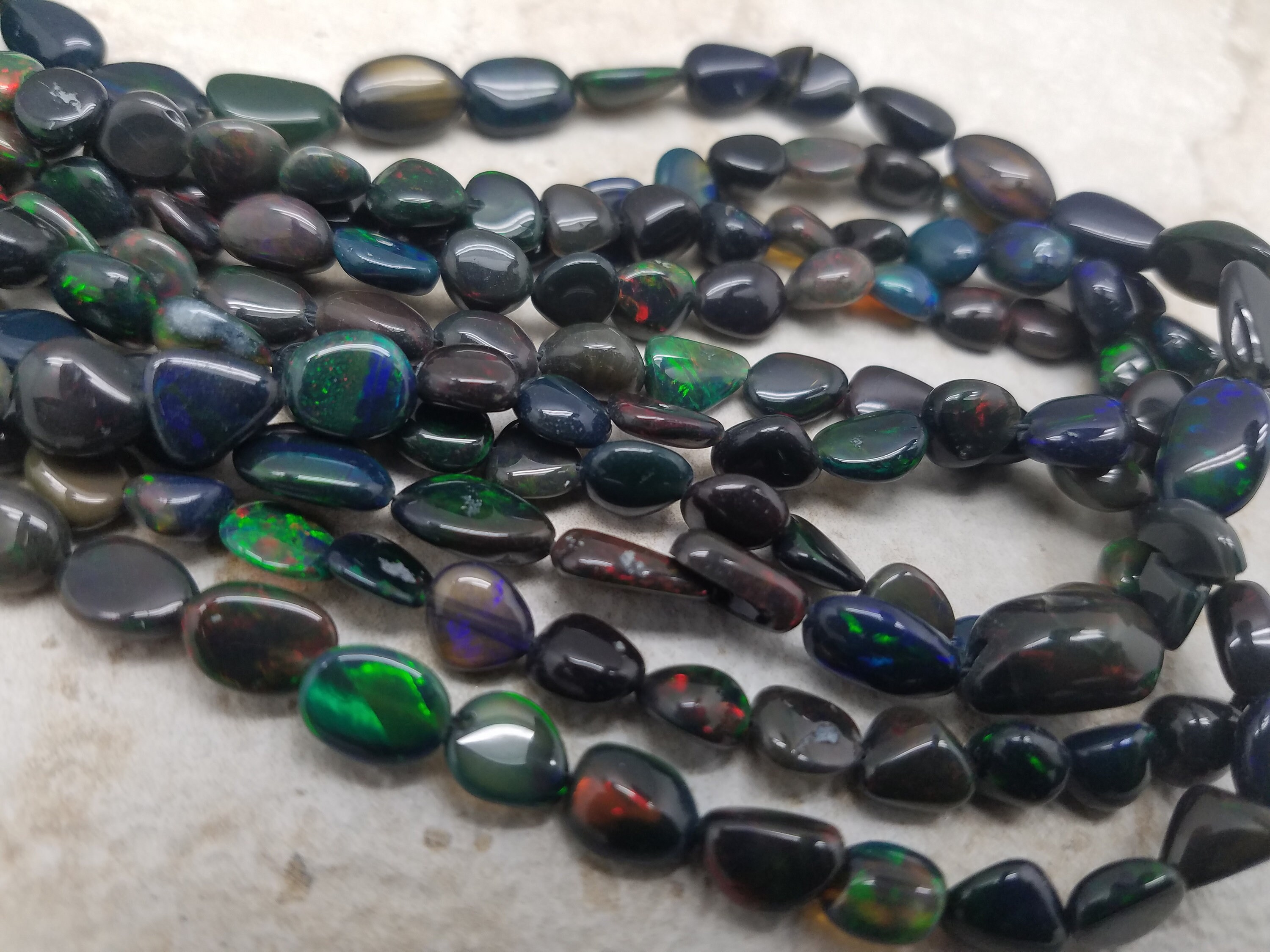 Black Ethiopian Opel 17 Inches Line 2 String 138.8 Caret good Quality Smooth polish Uncut Beads Size 4x6 mm