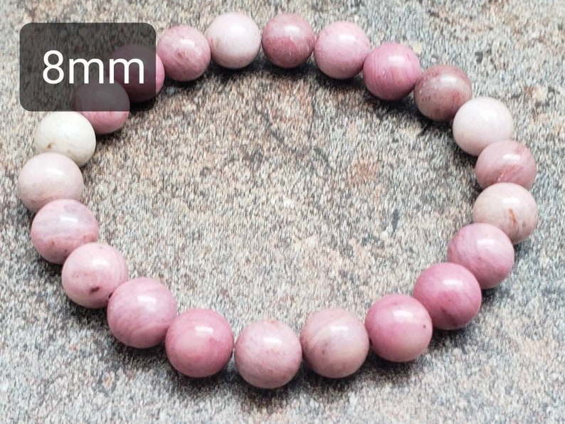 Pink Rhodonite Gemstone Bracelet 7 inch image 2